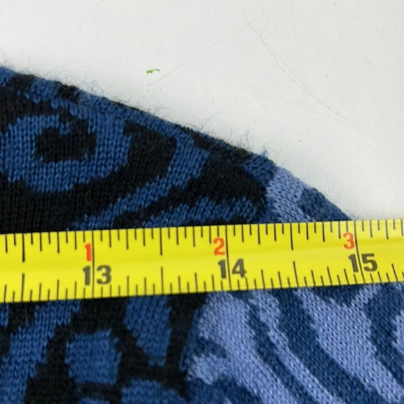 Icelandic Design Blue Fair Isle Full Zippered Wool Cardigan Sweater - Picture 8 of 9